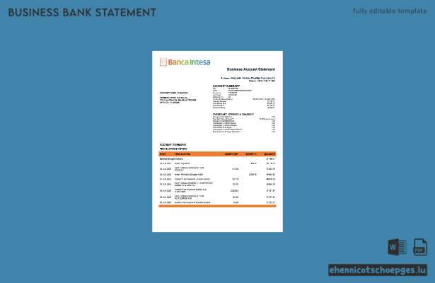 Beispiel eines Kontoauszugs der serbischen Banca Intesa (Word- und PDF-Datei)
